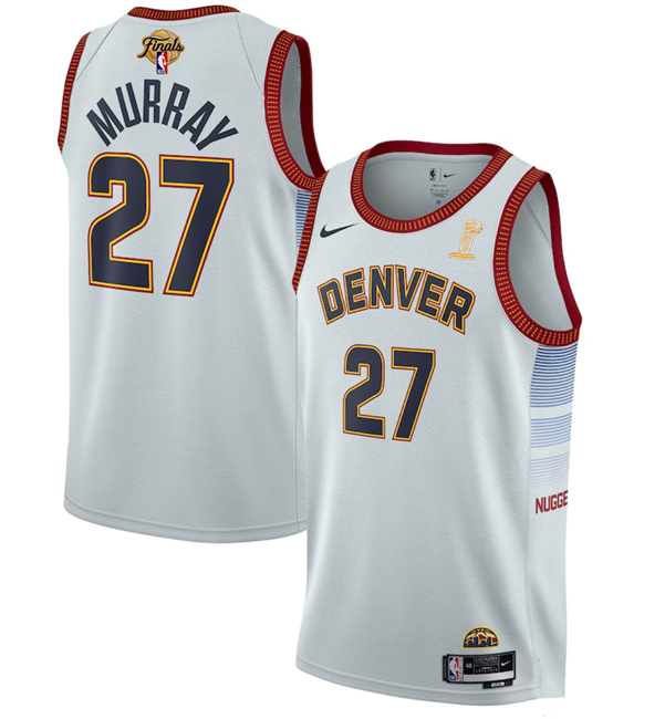 Men's Denver Nuggets #27 Jamal Murray White 2023 Finals Champions Icon Edition Stitched Basketball Jersey